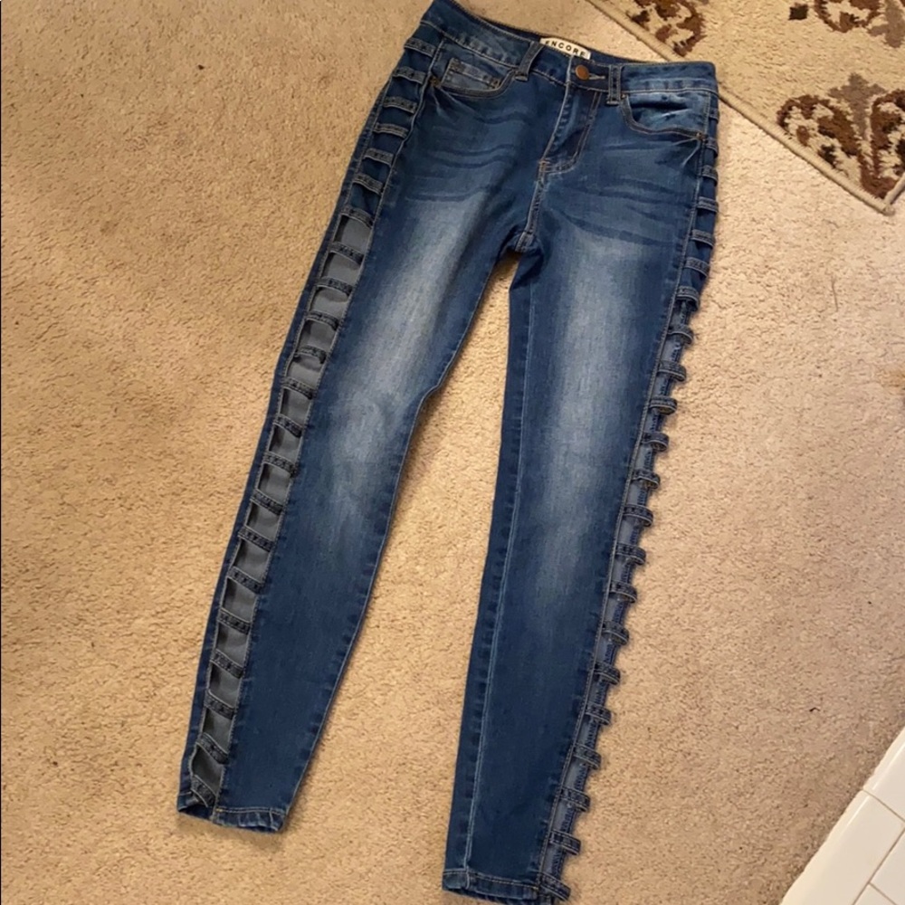 Lattice Style Cut Out Jeans SOLD